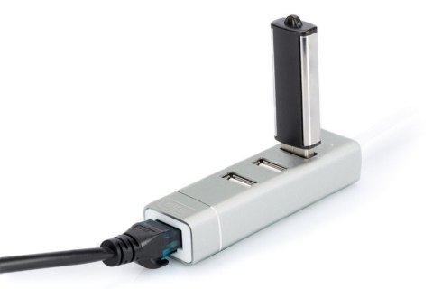 HUB/Koncentrator 3-portowy USB 2.0 HighSpeed z Typ C oraz Fast Ethernet LAN adapter, aluminium HUB/Koncentrator 3-portowy USB 2.0 HighSpeed z Typ C oraz Fast Ethernet LAN adapter, aluminium