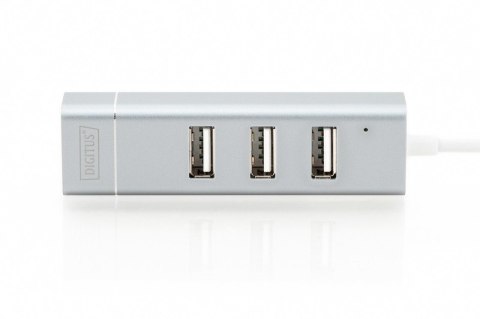 HUB/Koncentrator 3-portowy USB 2.0 HighSpeed z Typ C oraz Fast Ethernet LAN adapter, aluminium HUB/Koncentrator 3-portowy USB 2.0 HighSpeed z Typ C oraz Fast Ethernet LAN adapter, aluminium