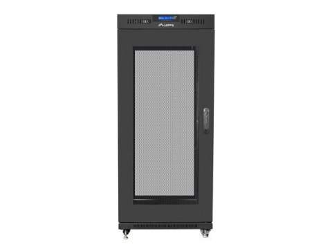 Szafa instalacyjna rack stojąca 19 27U 600x800 czarna, drzwi perforowane LCD (Flat Pack)