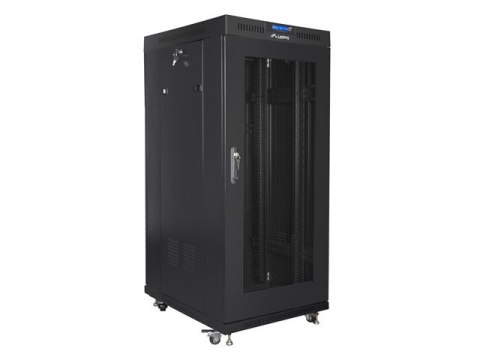 Szafa instalacyjna rack stojąca 19 27U 600x800 czarna, drzwi perforowane LCD (Flat Pack) Szafa instalacyjna rack stojąca 19 27U 600x800 czarna, drzwi perforowane LCD (Flat Pack)