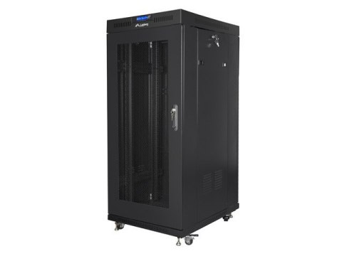 Szafa instalacyjna rack stojąca 19 27U 600x800 czarna, drzwi perforowane LCD (Flat Pack) Szafa instalacyjna rack stojąca 19 27U 600x800 czarna, drzwi perforowane LCD (Flat Pack)
