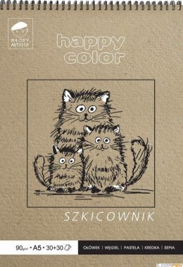 Szkicownik na spirali Młody Artysta, A5, 60 ark, 80/90g, Happy Color HA 3809 1520-M60