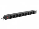 Listwa zasilająca Rack PDU 19 cali 1U 16A 9xSchuko 3m Czarna