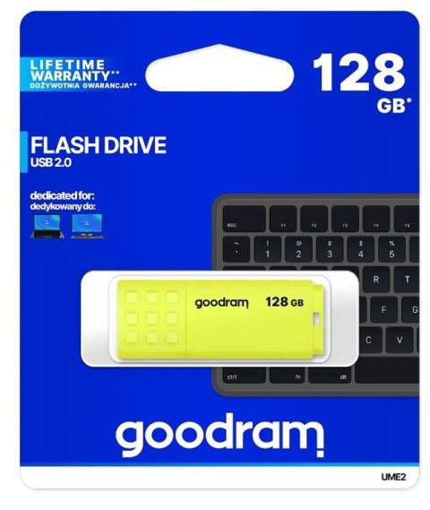 Pendrive UME2 128GB USB 2.0 żółty Pendrive UME2 128GB USB 2.0 żółty