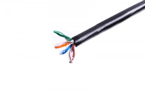 Kabel teleinformatyczny instalacyjny zewnętrzny żelowany kat.5e, U/UTP, Fca, drut, AWG24/1, PE, 305m, czarny, szpula Kabel teleinformatyczny instalacyjny zewnętrzny żelowany kat.5e, U/UTP, Fca, drut, AWG24/1, PE, 305m, czarny, szpula