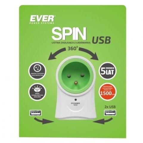 Lista zasilajaca obrotowa SPIN 2xUSB Lista zasilajaca obrotowa SPIN 2xUSB