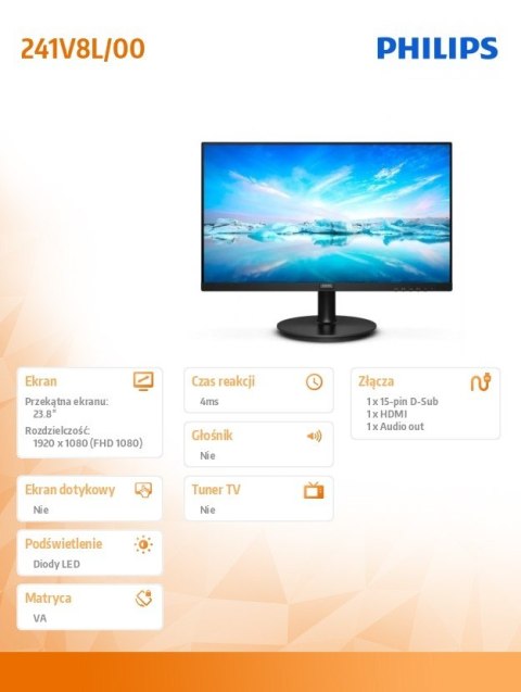 Monitor 241V8L 23.8 cala VA HDMI Monitor 241V8L 23.8 cala VA HDMI