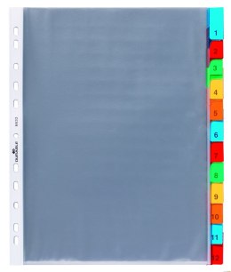 Przekładki A4, kolorowe indeks, 12 części, 1 -12 przezr. 663319 DURABLE (X)
