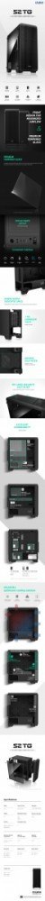 Obudowa S2 TG ATX Mid Tower PC Case TG fan x3