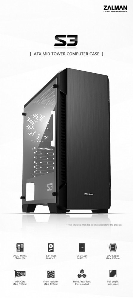 Obudowa S3 TG ATX Mid Tower PC Case TG fan x3 Obudowa S3 TG ATX Mid Tower PC Case TG fan x3