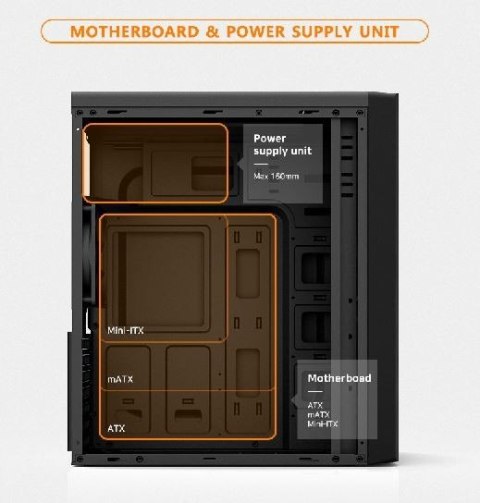 Obudowa T6 ATX Mid Tower PC Case 120mm fan ODD Obudowa T6 ATX Mid Tower PC Case 120mm fan ODD