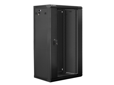 Szafa instalacyjna wisząca 19'' 22U 600X450mm czarna (drzwi szklane) Szafa instalacyjna wisząca 19'' 22U 600X450mm czarna (drzwi szklane)