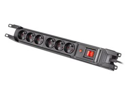 Listwa przeciwprzepięciowa rack 19cali M6 3m 6x230V czarna M6/30/R/CZ