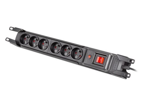 Listwa przeciwprzepięciowa rack 19cali M6 3m 6x230V czarna M6/30/R/CZ Listwa przeciwprzepięciowa rack 19cali M6 3m 6x230V czarna M6/30/R/CZ