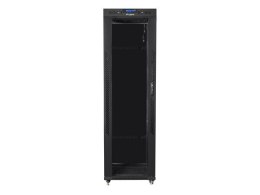 Szafa instalacyjna rack stojąca 19 42u 600x600 czarna, drzwi szklane lcd (Flat pack)