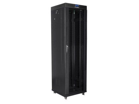 Szafa instalacyjna rack stojąca 19 42u 600x600 czarna, drzwi szklane lcd (Flat pack) Szafa instalacyjna rack stojąca 19 42u 600x600 czarna, drzwi szklane lcd (Flat pack)