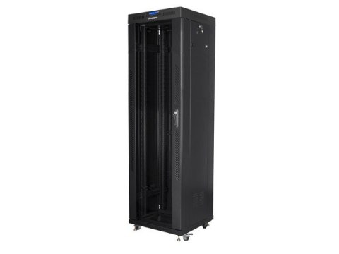 Szafa instalacyjna rack stojąca 19 42u 600x600 czarna, drzwi szklane lcd (Flat pack) Szafa instalacyjna rack stojąca 19 42u 600x600 czarna, drzwi szklane lcd (Flat pack)