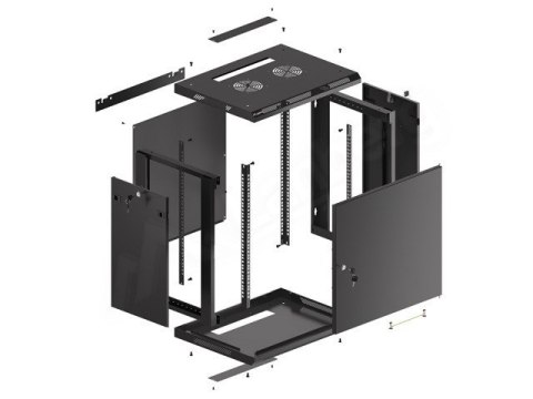 Szafa wisząca 19 12U 600x450 cz WF01-6412-00B Szafa wisząca 19 12U 600x450 cz WF01-6412-00B