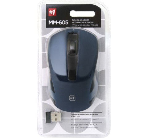Mysz bezprzewodowa optyczna DEFENDER MM-605 RF 1200dpi 3P, granatowa Mysz bezprzewodowa optyczna DEFENDER MM-605 RF 1200dpi 3P, granatowa