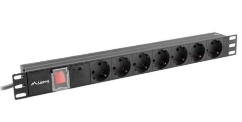 Listwa zasilająca Rack PDU 19" 1U 10A 7X SCHUKO 2m czarny C14