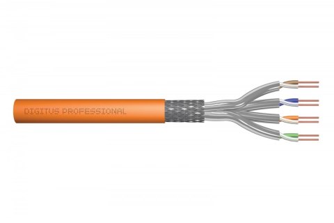 Kabel teleinformatyczny instalacyjny kat.7, S/FTP, Dca, drut, AWG 23/1, LSOH, 50m, pomarańczowy Kabel teleinformatyczny instalacyjny kat.7, S/FTP, Dca, drut, AWG 23/1, LSOH, 50m, pomarańczowy