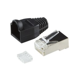 Wtyki RJ45 CAT.6 100szt. ekranowane z osłoną, czarne