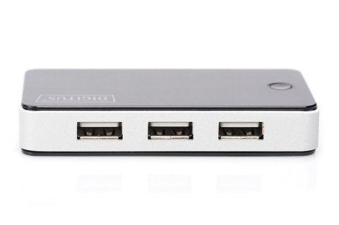 HUB/Koncentrator 7-portowy USB 2.0 HighSpeed, aktywny, czarno-srebrny HUB/Koncentrator 7-portowy USB 2.0 HighSpeed, aktywny, czarno-srebrny