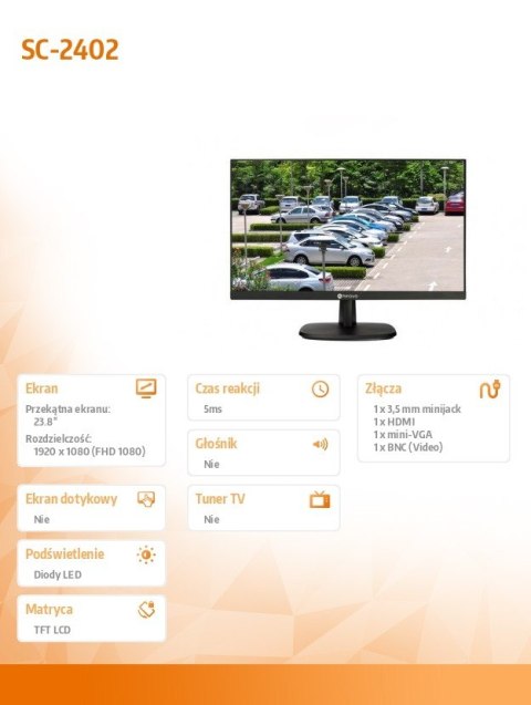 Monitor 23,8 cala SC-2402 czarny IPS FHD VGA HDMI Monitor 23,8 cala SC-2402 czarny IPS FHD VGA HDMI