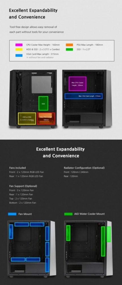 Obudowa S4 Plus ATX Mid Tower PC Case RGB Fan Obudowa S4 Plus ATX Mid Tower PC Case RGB Fan