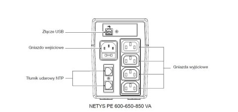 UPS NETYS PE 850VA/480W 230V/AVR/4XIEC 320,LED, USB UPS NETYS PE 850VA/480W 230V/AVR/4XIEC 320,LED, USB