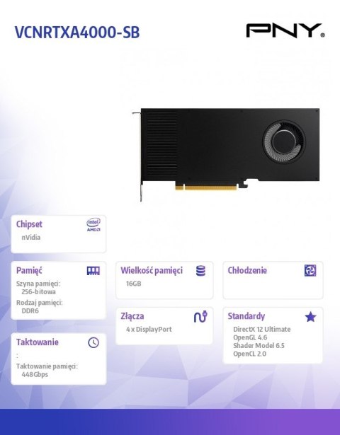 Karta graficzna A4000 16GB DDR6 VCNRTXA4000-SB Karta graficzna A4000 16GB DDR6 VCNRTXA4000-SB