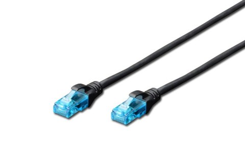 Patch cord U/UTP kat.5e PVC 0,5m czarny Patch cord U/UTP kat.5e PVC 0,5m czarny