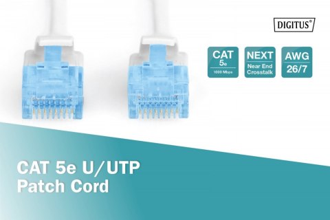 Patch cord U/UTP kat.5e PVC 2m Biały Patch cord U/UTP kat.5e PVC 2m Biały
