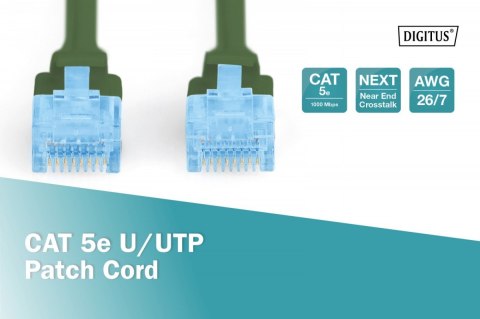 Patch cord U/UTP kat.5e PVC 5m zielony Patch cord U/UTP kat.5e PVC 5m zielony