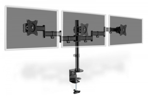 Stojak biurkowy potrójny z zaciskiem, 3xLCD, max. 27, max. obciążenie 8kg, uchylno-obrotowy 360 Stojak biurkowy potrójny z zaciskiem, 3xLCD, max. 27, max. obciążenie 8kg, uchylno-obrotowy 360