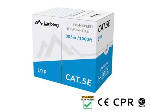 Kabel UTP Kat.5E CU 305 m drut szary Kabel UTP Kat.5E CU 305 m drut szary