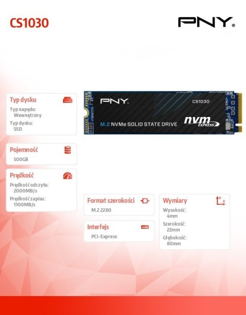 Dysk SSD CS1030 500GB M.2 2280 Dysk SSD CS1030 500GB M.2 2280