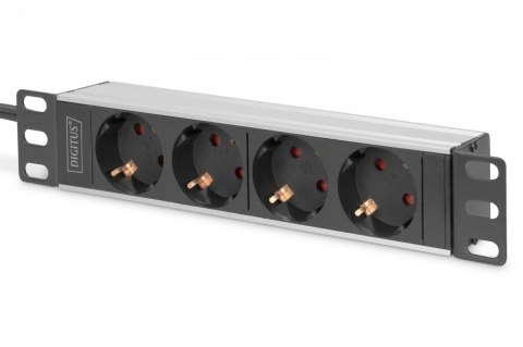 Listwa zasilająca do szaf 10" RACK 4xSchuko, 2m 1xUnischuko, 16A, aluminiowa Listwa zasilająca do szaf 10" RACK 4xSchuko, 2m 1xUnischuko, 16A, aluminiowa
