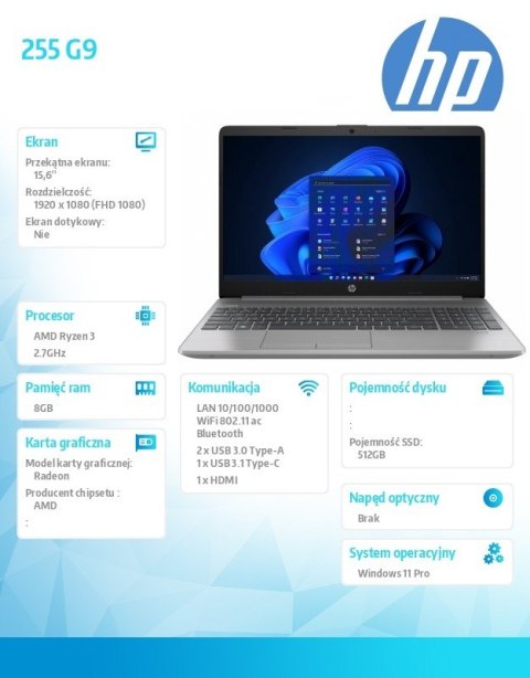 Notebook 255 G9 R3-5425U 512GB/8GB/W11P/15,6 6F2C4EA Notebook 255 G9 R3-5425U 512GB/8GB/W11P/15,6 6F2C4EA