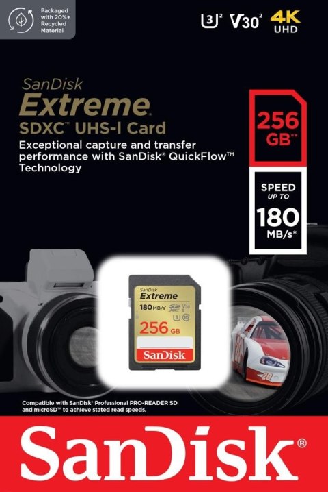Karta pamięci Extreme SDXC 256GB 180/130 MB/s V30 UHS-I Karta pamięci Extreme SDXC 256GB 180/130 MB/s V30 UHS-I
