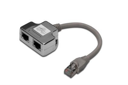 Adapter RJ45 na kablu / 2x gniazdo RJ45 ekran