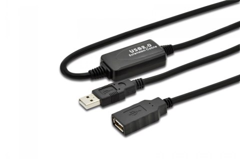 Kabel przedłużający USB 2.0 HighSpeed Typ USB A/USB A M/Ż aktywny, czarny 10m