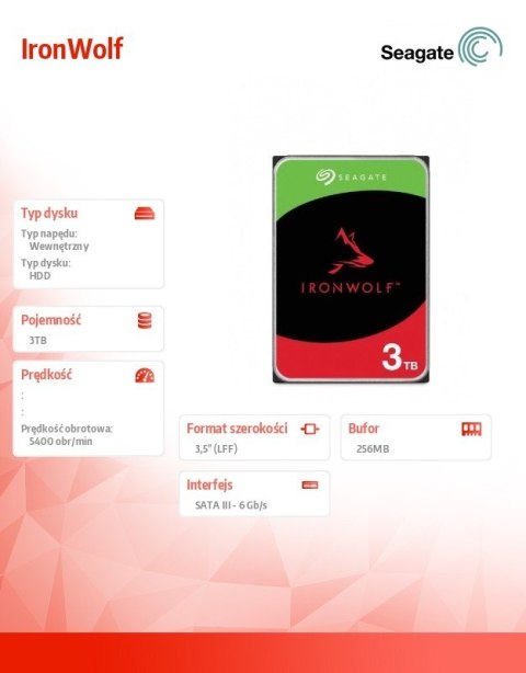 Dysk IronWolf 3TB 3.5'' 256MB ST3000VN006 Dysk IronWolf 3TB 3.5'' 256MB ST3000VN006