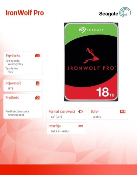 Dysk IronWolf Pro 18TB 3,5 ST18000NT001 Dysk IronWolf Pro 18TB 3,5 ST18000NT001