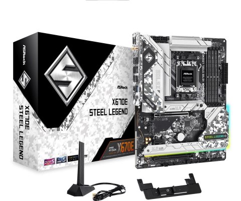 Płyta główna X670E STEEL LEGEND AM5 4DDR5 HDMI/DP M.2 EATX Płyta główna X670E STEEL LEGEND AM5 4DDR5 HDMI/DP M.2 EATX