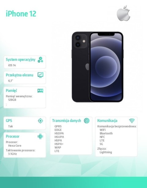 IPhone 12 128GB - Czarny IPhone 12 128GB - Czarny