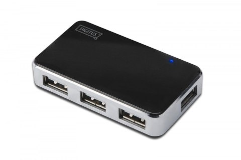 HUB/Koncentrator 4-portowy USB 2.0 HighSpeed, aktywny, czarno-srebrny HUB/Koncentrator 4-portowy USB 2.0 HighSpeed, aktywny, czarno-srebrny
