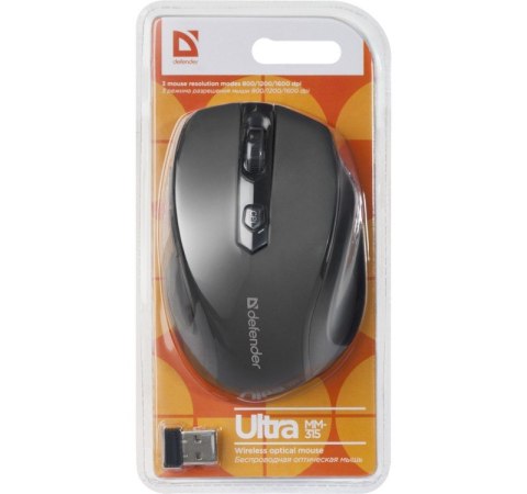 Mysz bezprzewodowa ULTRA MM-315 RF czarna 1600 dpi 6P Mysz bezprzewodowa ULTRA MM-315 RF czarna 1600 dpi 6P