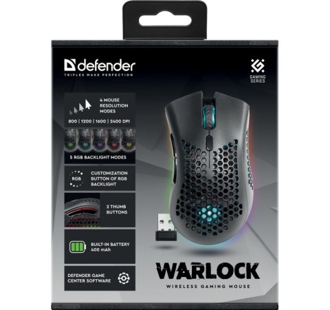 Mysz gamingowa bezprzewodowa Warlock GM-709L Optic RF RGB 2400 dpi 8P Mysz gamingowa bezprzewodowa Warlock GM-709L Optic RF RGB 2400 dpi 8P