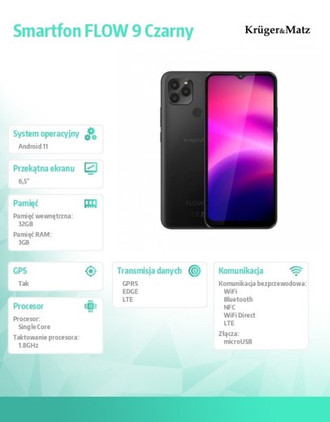 Smartfon FLOW 9 Czarny Smartfon FLOW 9 Czarny